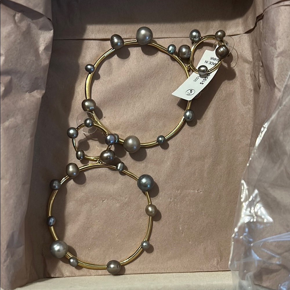 Mignonne Gavigan Gold and Silver Chain Earrings with Bead Accents